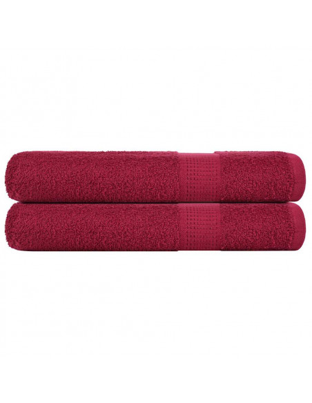 Asciugamani per Sauna 2 pz Bordeaux 80x200 cm 100% Cotone