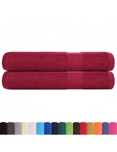 Asciugamani per Sauna 2 pz Bordeaux 80x200 cm 100% Cotone