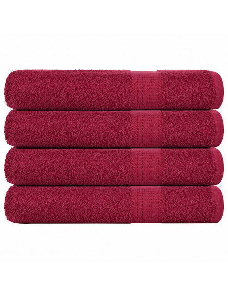 Asciugamani per Sauna 4pz Bordeaux 80x200cm 360g/m² 100% Cotone