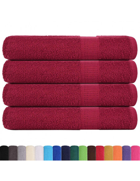 Asciugamani per Sauna 4pz Bordeaux 80x200cm 360g/m² 100% Cotone