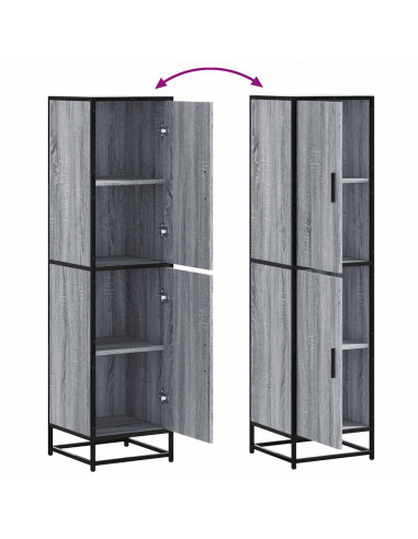 Credenza Grigio Sonoma 35,5x35x139 cm Legno Multistrato Metallo