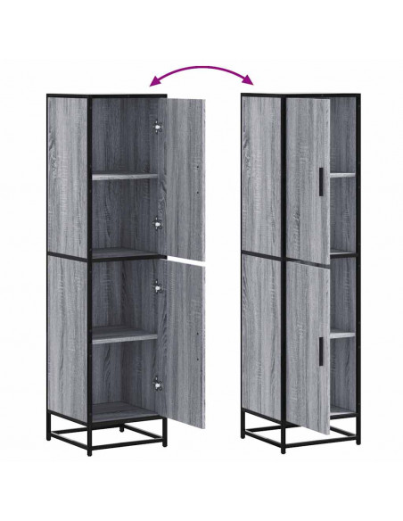 Credenza Grigio Sonoma 35,5x35x139 cm Legno Multistrato Metallo