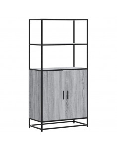 Credenza Grigio Sonoma 68x35x139 cm Legno Multistrato Metallo