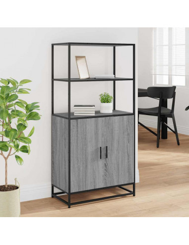 Credenza Grigio Sonoma 68x35x139 cm Legno Multistrato Metallo