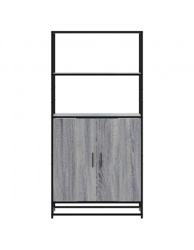 Credenza Grigio Sonoma 68x35x139 cm Legno Multistrato Metallo