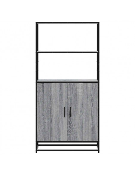 Credenza Grigio Sonoma 68x35x139 cm Legno Multistrato Metallo