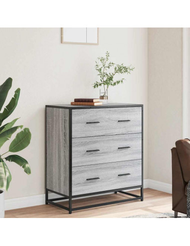 Credenza Grigio Sonoma 68x35x76 cm in Truciolato e Metallo