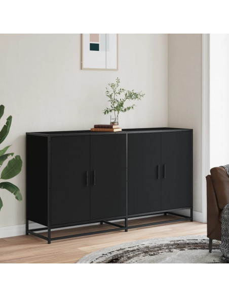 Credenza Nera 134x35x76 cm in Truciolato