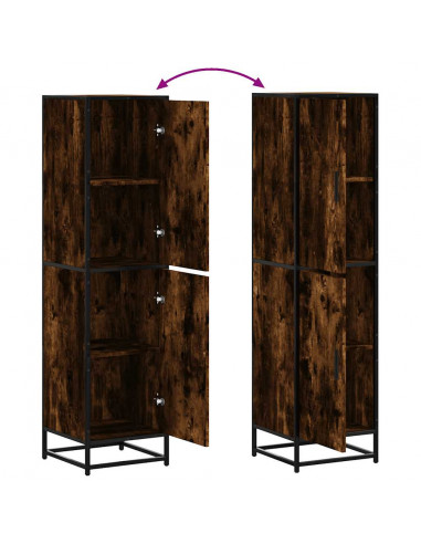 Credenza Rovere Fumo 35,5x35x139 cm Legno Multistrato Metallo