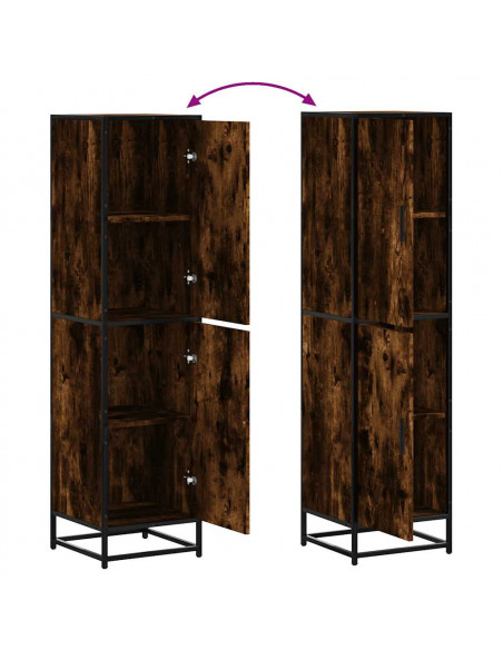 Credenza Rovere Fumo 35,5x35x139 cm Legno Multistrato Metallo