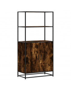 Credenza Rovere Fumo 68x35x139 cm Legno Multistrato Metallo