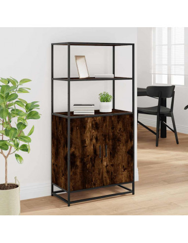 Credenza Rovere Fumo 68x35x139 cm Legno Multistrato Metallo