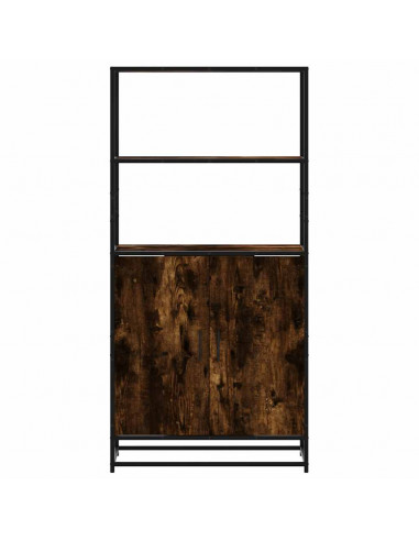 Credenza Rovere Fumo 68x35x139 cm Legno Multistrato Metallo