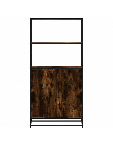 Credenza Rovere Fumo 68x35x139 cm Legno Multistrato Metallo