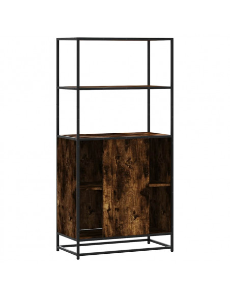 Credenza Rovere Fumo 68x35x139 cm Legno Multistrato Metallo