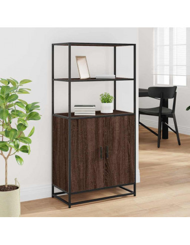 Credenza Rovere Marrone 68x35x139 cm Legno Multistrato Metallo