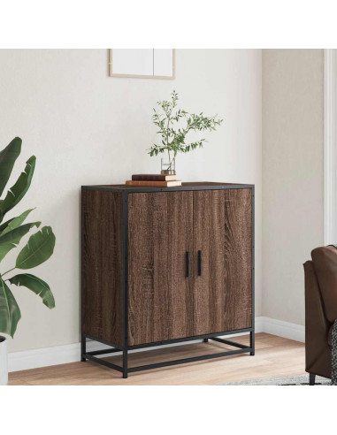 Credenza Rovere Marrone 68x35x76 cm in Truciolato e Metallo