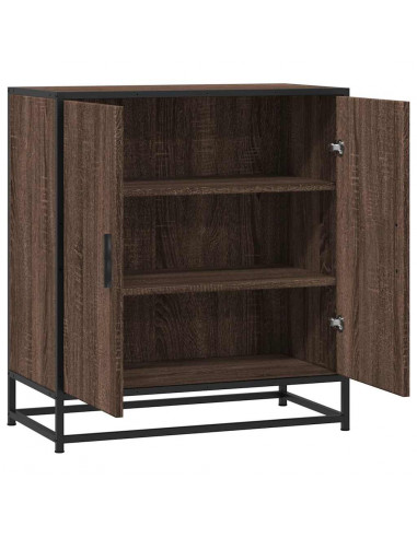 Credenza Rovere Marrone 68x35x76 cm in Truciolato e Metallo