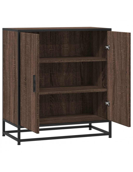 Credenza Rovere Marrone 68x35x76 cm in Truciolato e Metallo