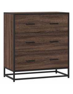 Credenza Rovere Marrone 68x35x76 cm in Truciolato e Metallo