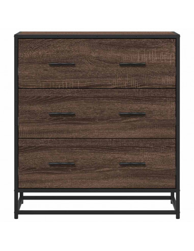 Credenza Rovere Marrone 68x35x76 cm in Truciolato e Metallo