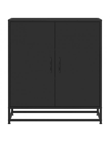 Credenza Rovere Nera 68x35x76 cm in Truciolato e Metallo