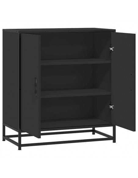 Credenza Rovere Nera 68x35x76 cm in Truciolato e Metallo