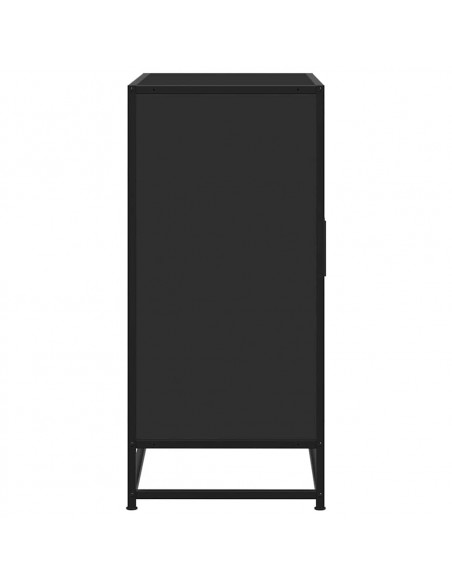 Credenza Rovere Nera 68x35x76 cm in Truciolato e Metallo