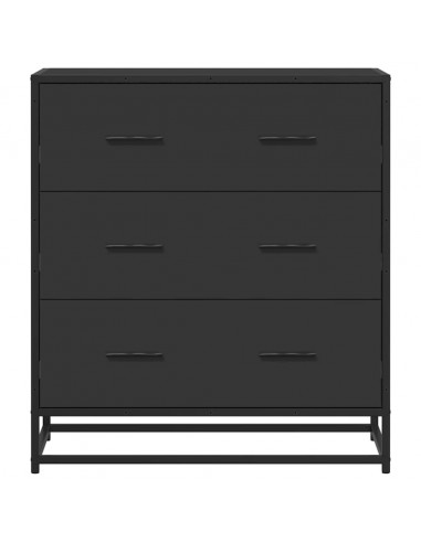 Credenza Rovere Nera 68x35x76 cm in Truciolato e Metallo