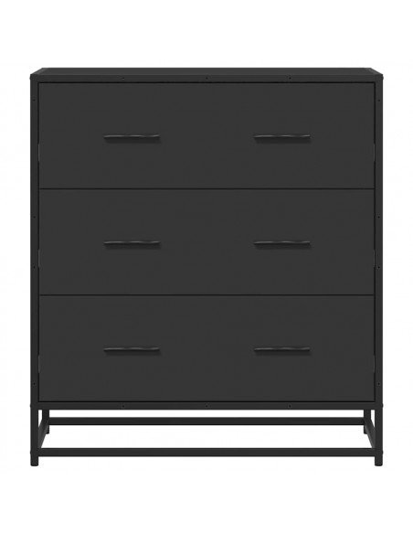 Credenza Rovere Nera 68x35x76 cm in Truciolato e Metallo