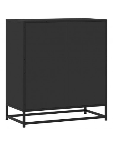 Credenza Rovere Nera 68x35x76 cm in Truciolato e Metallo