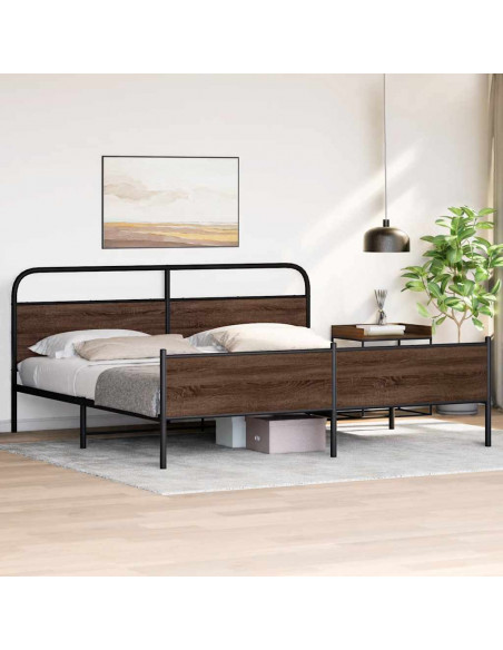 Giroletto senza Materaso in Metallo Rovere Marrone 180x200 cm