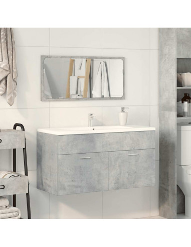 Mobile da Bagno con Specchio Grigio Cemento Legno Multistrato
