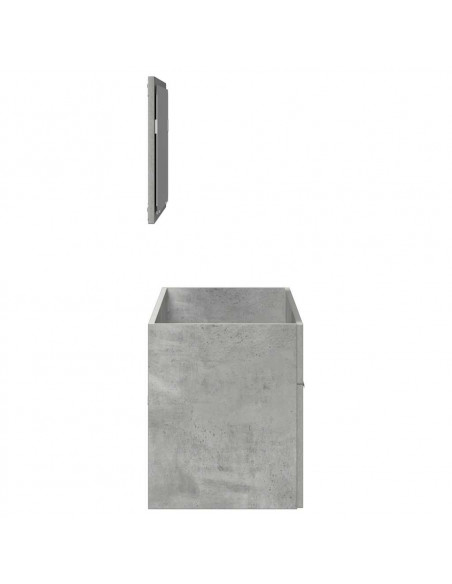 Mobile da Bagno con Specchio Grigio Cemento Legno Multistrato