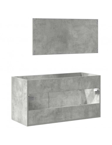 Mobile da Bagno con Specchio Grigio Cemento Legno Multistrato