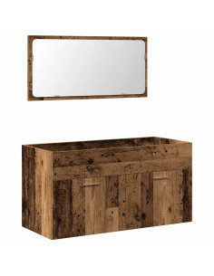Mobile da Bagno con Specchio in Legno Antico Legno Multistrato