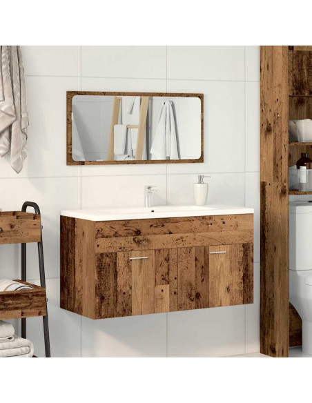 Mobile da Bagno con Specchio in Legno Antico Legno Multistrato