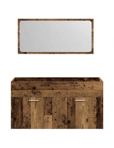 Mobile da Bagno con Specchio in Legno Antico Legno Multistrato
