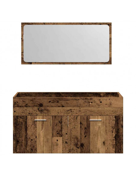 Mobile da Bagno con Specchio in Legno Antico Legno Multistrato