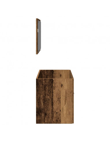 Mobile da Bagno con Specchio in Legno Antico Legno Multistrato