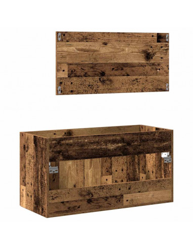 Mobile da Bagno con Specchio in Legno Antico Legno Multistrato