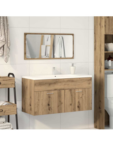 Mobile da Bagno con Specchio Rovere Artigianale Truciolato