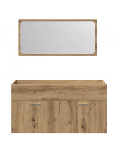 Mobile da Bagno con Specchio Rovere Artigianale Truciolato