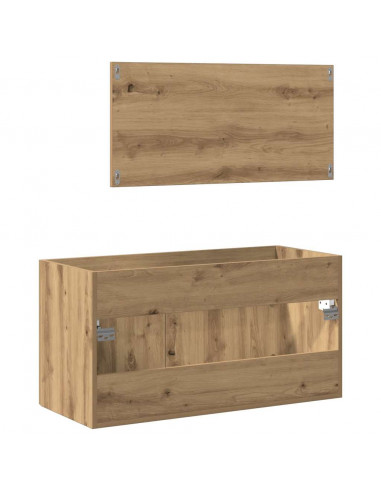 Mobile da Bagno con Specchio Rovere Artigianale Truciolato