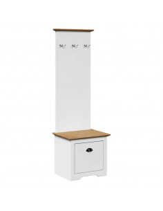 Mobile da Ingresso con Ganci BODO Bianco e Marrone 50x40x157 cm