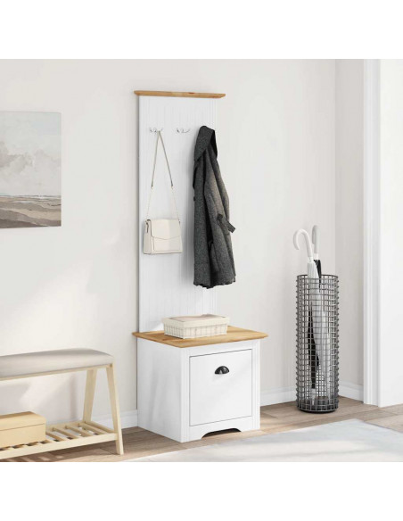Mobile da Ingresso con Ganci BODO Bianco e Marrone 50x40x157 cm