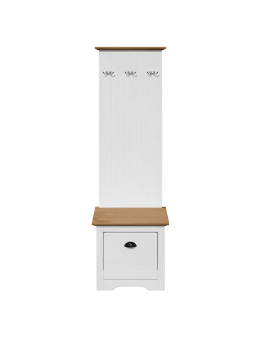 Mobile da Ingresso con Ganci BODO Bianco e Marrone 50x40x157 cm