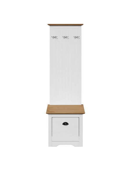 Mobile da Ingresso con Ganci BODO Bianco e Marrone 50x40x157 cm