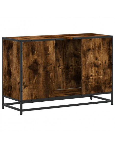 Mobile Lavabo Bagno Rovere Fumo 90x33x60 cm Legno Multistrato
