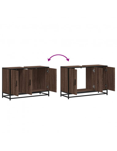 Mobile Lavabo Bagno Rovere Marrone 90x33x60cm Legno Multistrato